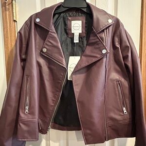 Vince Camuto Women's Deep Burgundy Leather Jacket